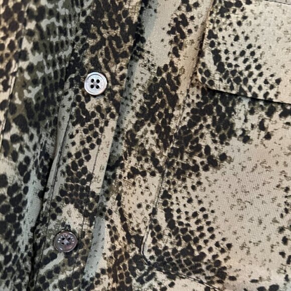 Equipment Femme Oversized Snake Print Shirt Dress Silk Green Button Up Collar - Picture 3 of 6